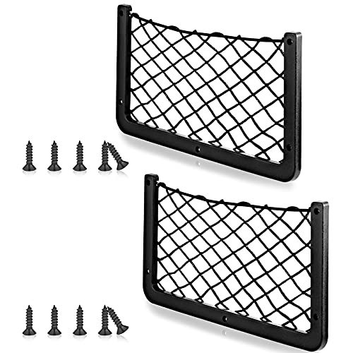 Frienda 4 Pcs Car Storage Net Bag, ABS Plastic Framed Mesh Net Holder, Phone & Cargo Organizer with Screws for Auto, Rv, Boat, Truck Pocket Storage (14 x 7.3 Inch) - size: 14 x 7.3 Inch