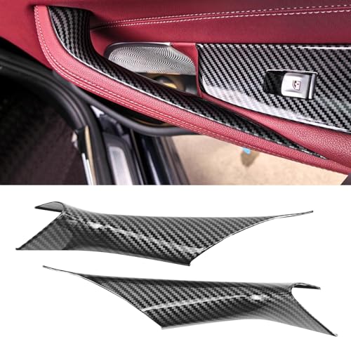 Interior Door Handles Protective Covers for BMW 5 Series G30 G31 2017-2022 Car Interior Door Pull Handle Covers for 520i 520d 525d 530e 530i 540d 540i 550i (2PCS Carbon Fiber Color) - color: 2PCS Carbon fiber color