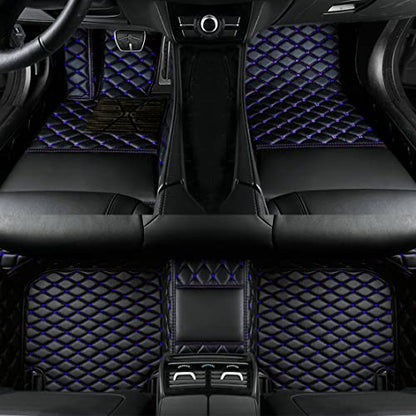 Add Personal Touch to Your Vehicle with IMEISH Customizable Logo Text Car Mats for 99% of vehiclesPads Protection Non-Slip Leather Floor Liners (Black Blue) - color: Black blue