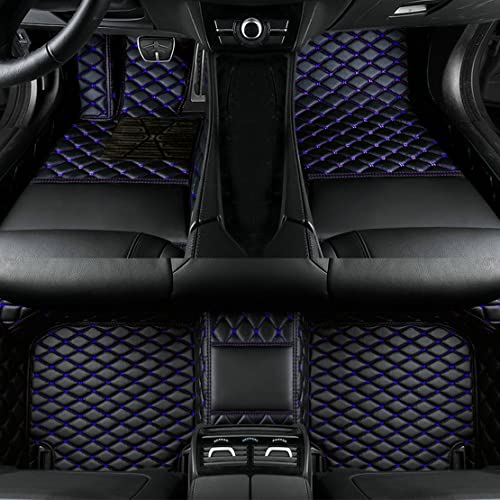 Add Personal Touch to Your Vehicle with IMEISH Customizable Logo Text Car Mats for 99% of vehiclesPads Protection Non-Slip Leather Floor Liners (Black Blue) - color: Black blue
