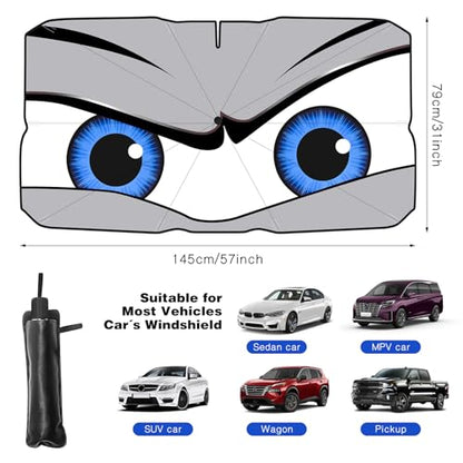 Upgraded Car Windshield Sun Shade Umbrella, Car Shade Front Windshield Sun Shade, Foldable Umbrella for Block UV Rays & Sun Heat Protection, 57"X31" - color: Grey