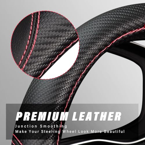 LABBYWAY Microfiber Leather Auto Car Steering Wheel Cover, Universal Fit 15 Inch Anti-Slip Wheel Protector, Black - color: Fiber Black