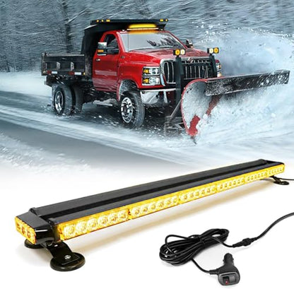 38'' 80 LED Emergency Strobe Rooftop Flashing Light Bar, Double Side Hazard Warning Beacon Safety Lights w/Magnetic for Tow Vehicles Firefighter Cars Trucks Traffic Security,Amber - color: Amber, size: 38''
