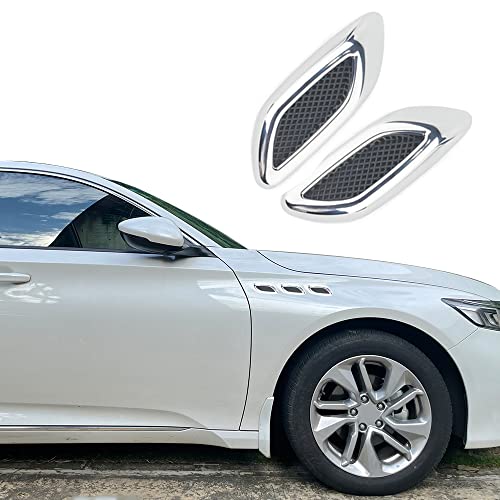 6pcs Car Fender Trim Decorative Intake Universal Auto Air Flow Bumper Side Vent Decal Scoop Hood Spolier Door Carbon Fiber ABS Chrome Silver Exterior Glossy Black Sticker for Most Cars… - style: Glossy Silver