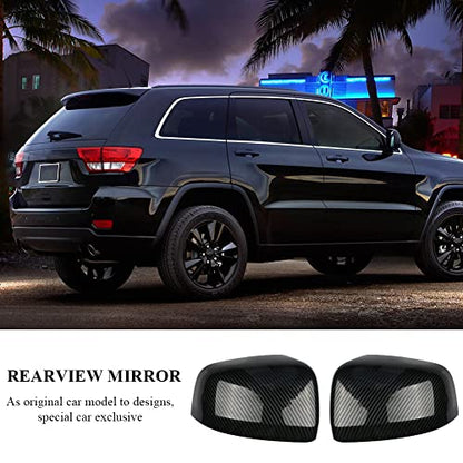 sportuli Carbon Fiber Mirror Covers +Door Handle Covers Replacement for 2011-2021 Jeep Grand Cherokee and Dodge Durango