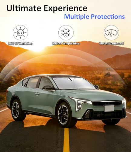 Windshield Sun Shade for 2025 2026 KIA K4 Accessories, Car Front Window Sun Visor & Heat Shield | 240T Sunshade Protection Blocks UV Rays Keep Your Car Cooler - size: For | Kia K4 2025-2026