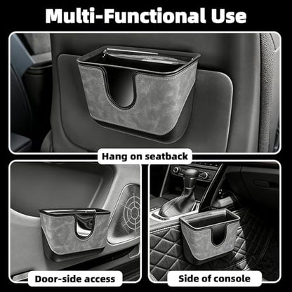 Small Car Trash Can with Double-Layer Design,Leakproof Hanging Car Trash Bin with Large Capacity & Elastic Back Clip,Multi-Purpose Automotive Garbage Can,Vehicle Garbage Bin for SUV Truck (Black)