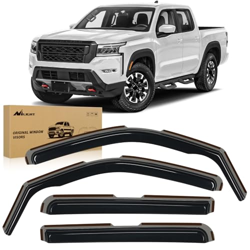 Nilight in-Channel Rain Guards for Frontier Crew Cab 2022-2026, Vent Window Visors, Low Profile Wind Deflectors for Rain & Fresh Air Ventilation, Smoke Tinted, 4PCS - size: Nissan Frontier 2022-2026