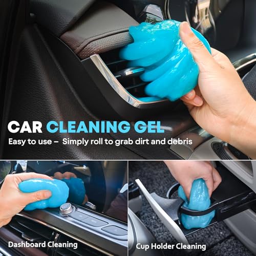 VCANENERGY Car Cleaning kit, Car Interior Detailing kit with 10000pa Car Vacuum Cleaner, Wheel Brush, Windshield Cleaner Tool, Microfiber Towel, Wash Mitt, Interior and Exterior Car Wash kit with Bag - size: 17 PCS