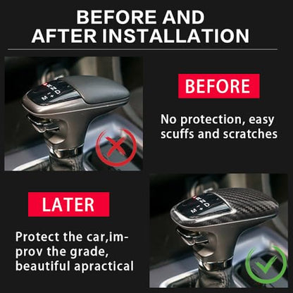Car Gear Shift Knob Cover Accessories for Dodge Charger Challenger 2015-2023 Durango 2016-2024 Auto Interior Trim Protector Cap-Carbon Fiber Grain - size: Dodge