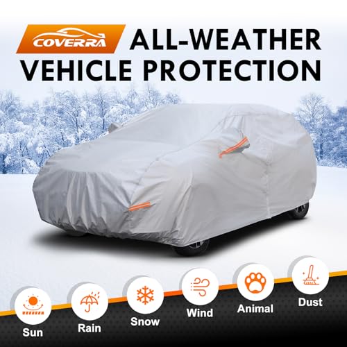 6 Layer Heavy Duty Car Cover Custom Fit for BMW X5(07-25), Mercedes-Benz GLE(15-25), Audi Q7, Waterproof All Weather Car Tarp Outdoor Protection with Cotton Lining - size: BMW X5, Benz GLE, Audi Q7