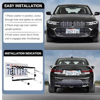 LivTee American Flag License Plate Frames, 4 Holes Stainless Steel License Plate Covers, 2PCS License Plate Holder, Automotive Exterior Accessories,White & Black - color: Flag White & Black