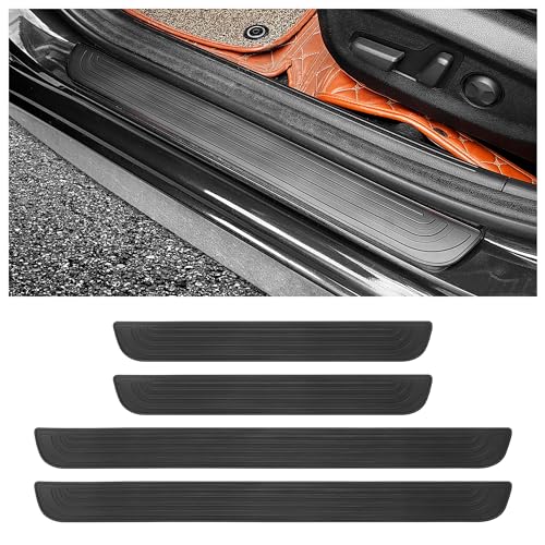 4PCS Car Door Sill Protector,Anti-Scratch Rubber Car Door Protector Edge Guards for Door Steps,Universal Waterproof Door Threshold Strips Exterior Accessories for Car Truck SUV (Black, Width 1.96") - color: Black, size: Width 1.96"