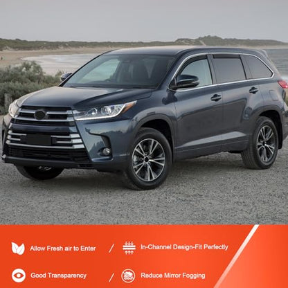 in-Channel Rain Guards Compatible with Toyota Highlander 2014 2015 2016 2017 2018 2019, Durable Side Windows Rain Guard, Wind Deflectors, Window Deflectors Black 4 PCS - size: 2014-2019 Toyota Highlander (In-Channel)