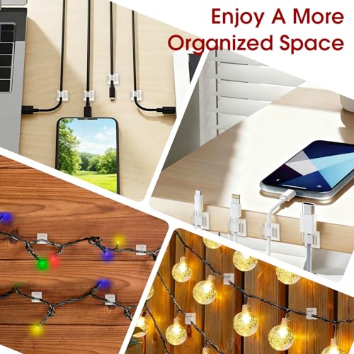 Latoxcaa 120PCS Heavy-Duty Adhesive Cable Clips, Clear Traceless Cord Organizer & Wire Holders for Wall, Desk, Car, LED Strips and Outdoor Lights (Small) - size: 120 small
