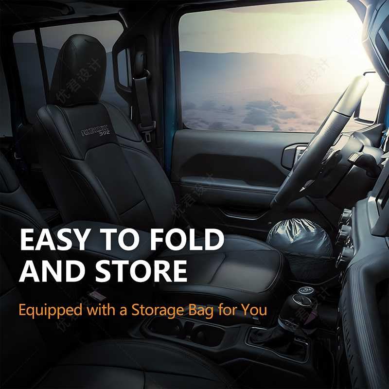 for 2018-2026 Jeep Wrangler - Premium Sunshade for Wrangler JL JLU & 2020-2026 Jeep Gladiator, Front Windshield Sun Shade Blocks UV Rays Foldable Visor with Storage Pouch - size: For Jeep Wrangler 2018-2026