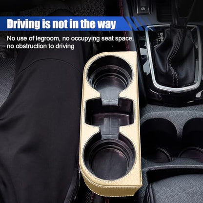 Car Cup Holder, Auto Front Seat Organizer, Multifunctional Cup Drink Holders with PU Leather Cover, Gap Filler Storage Box Coin Bucket Console Side Pocket Cell Mobile Phone Holder (Beige) - color: Beige