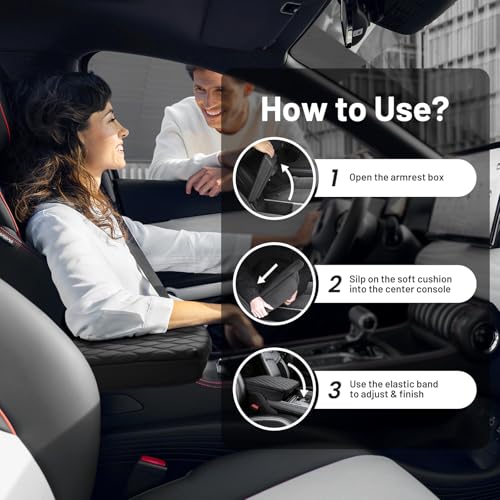 Autorder Center Console Cover for 2019-2025 2026 Dodge Ram 1500/2500/3500 Accessories Armrest Cushion Cover Nappa Leather Middle Console Covers Console Cushion Pad Anti-Scratch(Bucket Seat Only) - size: 19-25 Dodge Ram