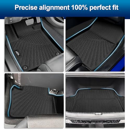 PELEUS Floor Mats Compatible with Honda Accord 2018-2022, Custom Fit TPE All Weather Car Mats & Cargo Liner Full Set (1st & 2nd Row), Non-Slip Odorless Heavy Duty Floor Liners (Include Hybrid) - style: For Honda Accord 2018-2022