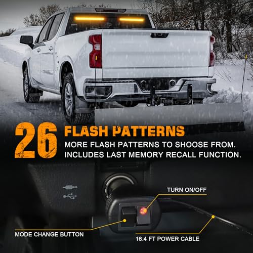 XRIDONSEN 2 in 1 Emergency Strobe Traffic Advisor Amber Light Bar 144 LED Warning Safety Interior Front Dash Windshield Rear Window Lights for Plow Trucks Construction Vehicles SUV (2X 17.7 inch) - color: Amber