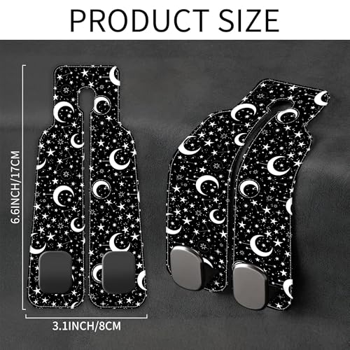 1 Pack Car Seat Headrest Hooks for Purses and Bags White Stars and Moons Bag Purse Holder for Car with Double Metal Hooks Car Purse Hanger Hanging Accessories - color: White Stars and Moons