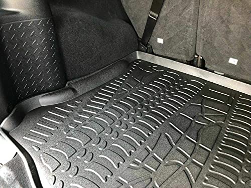 Cargo Liner - Trunk Mat for Jeep Wrangler 2007-2018 – Weather-Resistant Trunk Mats for Cars with Raised Lip – Non-Slip Car Trunk Mat Rubber – Easy to Install – Laser Pre-Cut Design