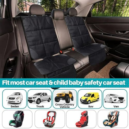 Aurelema 2 Pcs Car Seat Protector with Non-Slip Backing and Mesh Pockets 600d Fabric Child Car Seat Covers Waterproof, Durable for Baby and Pet, Sedan SUV Truck (Black) - color: Black