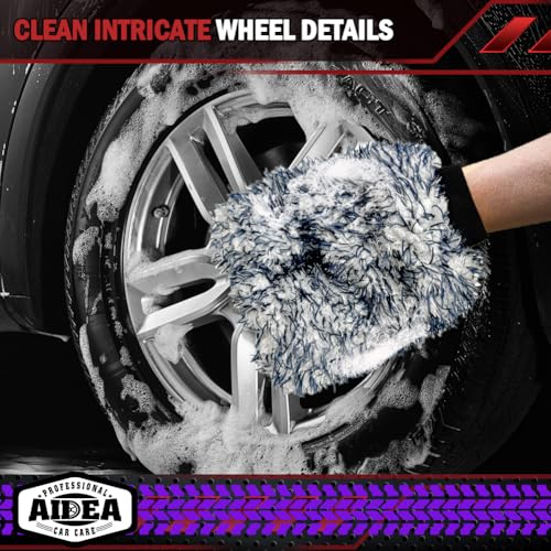 AIDEA Car Wash Mitt Microfiber, 1PK Scratch Free Lint-Free, Wheel Cleaner Mitts, Extra Plush Premium Microfiber Mitt Car Wash Brush, Regular Size 7.12''X10.14'' - color: Dark Blue, size: 1PK