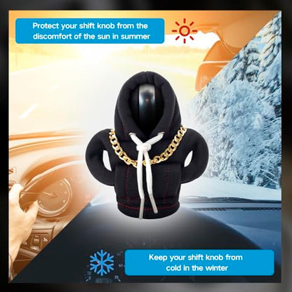 Funny Gear Shift Hoodie Cover, Car Shifter Knob Sweatshirt, Universal Stick Shift Cover for Car Gear Handle - color: Black