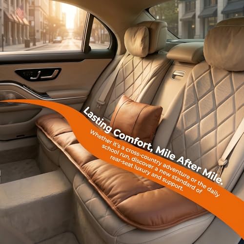 A leather rear seat cushion specially designed for cars - made by hand - can relieve pain in the buttocks, pressure points, and sciatic nerve. | Rear seat cover (Red Flag Brown, Rear Seat Cushion) - color: Red Flag Brown, size: Rear Seat Cushion