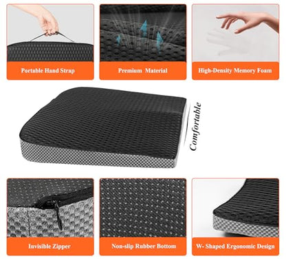 kingphenix Premium Car Seat Cushion, Memory Foam Driver Seat Cushion to Improve Driving View- Coccyx & Lower Back Pain Relief - Seat Cushion for Car, Truck, Office Chair (4D Mesh Classic Black) - color: 4d Mesh Classic Black