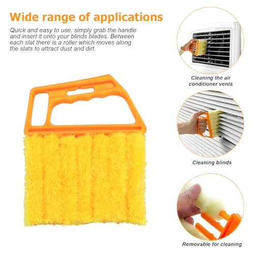 3PCS Blind Cleaner Duster Tool, 7 Fingers Microfiber Handheld Shutter Cleaning Brush for Car Air Conditioner, Detachable Auto Air Vent Dusting Cleaner, Universal for Most Vehicles (Blue) - color: Blue