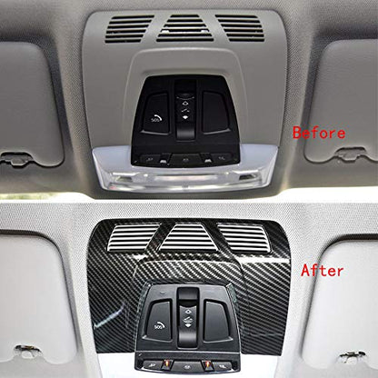 ABS Carbon Fiber Color Car Inner Front Reading Light Lamp Panel Cover Trim Auto Interior Roof Lamp Panel Cover For BMW 1 2 3 4 Series X1 X2 X5 X6 F30 F22 F34 F36 F48 F47 F15 F16 (Panel frame)