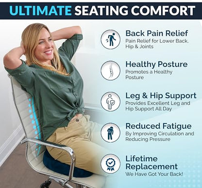 ComfiLife Gel Enhanced Seat Cushion – Office Chair Cushion – Non-Slip Gel & Memory Foam Coccyx Cushion for Tailbone Pain - Desk Chair Car Seat Cushion Driving - Sciatica & Back Pain Relief (Navy) - color: Navy Blue