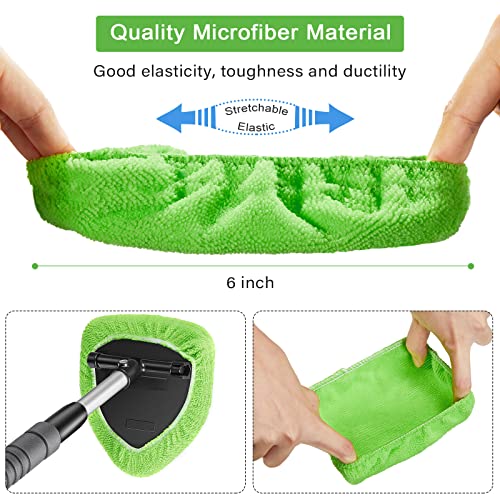 Tallew 20 Pack Windshield Cleaner Microfiber Pads Fit Car Window Cleaning Tool Replaceable Glass Wipes Inside Car Windshield Supplies, Fits 4-6 Inch Tools, 4 Colors