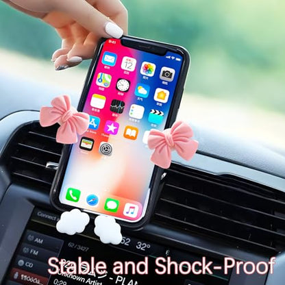 AGLOO Adorable Car Phone Holder – Pink Butterfly Bow Design,Universal Car Air Vent Phone Mount for All Smartphones,Kawaii Car Accessories for Women Girls