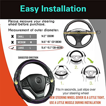 PINCTROT Large Size Steering Wheel Cover Great Grip with 3D Honeycomb Anti-Slip Design, 15.5-15.75 Inch (Purple) - color: 5.Purple, size: Large Size[15 1/2''-15 3/4'']