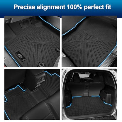 PELEUS Floor Mats and Cargo Liner Compatible with 2006-2012 Toyota RAV-4 (Not for 3rd Row), All Weather Custom Fit Full Set Floor Liners, Odorless Heavy Duty TPE Rubber Mats, Black - style: For Toyota RAV4 2006-2012