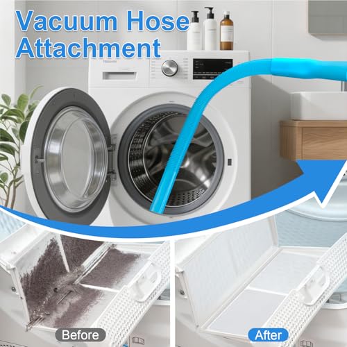 Upgraded Dryer Vent Cleaner: Universal Vacuum Hose Kit Attachment for Lint Removal Fits All Vacuums Cleaner Dryer Cleaning Tools for Clogged Ducts (Blue) - color: Blue