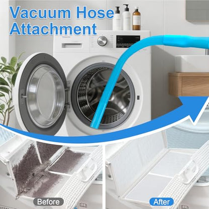 Upgraded Dryer Vent Cleaner: Universal Vacuum Hose Kit Attachment for Lint Removal Fits All Vacuums Cleaner Dryer Cleaning Tools for Clogged Ducts (Blue) - color: Blue