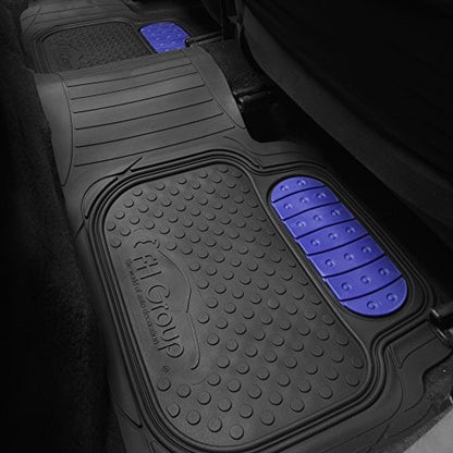 FH Group Heavy-Duty Rubber Car Floor Mats - Universal Fit, Trimmable, Climaproof - For Sedans, SUVs, Trucks - Blue - color: Blue