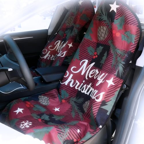 Universal Car Seat Cover Towel, Waterproof Washable Sweat Protection for Front Bucket Seats, Non-Slip Fit, Fits Cars SUVs Trucks, Ideal for Gym, Kids, Pets, Outdoor Sports, Travel (Christmas, 2 Pack) - color: for Christmas, size: Front-2pcs
