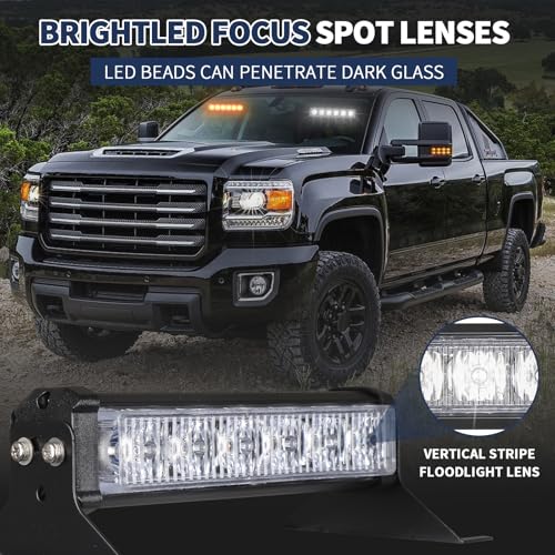 4X 6.1 inch Emergency Strobe Traffic Advisor Light Bar,24 LED Waterproof Flashing Safety Dash Front/Rear/Side Windshield/Grille Lights for Construction Vehicles Tow/Plow Trucks(Amber/White) - color: Amber/White