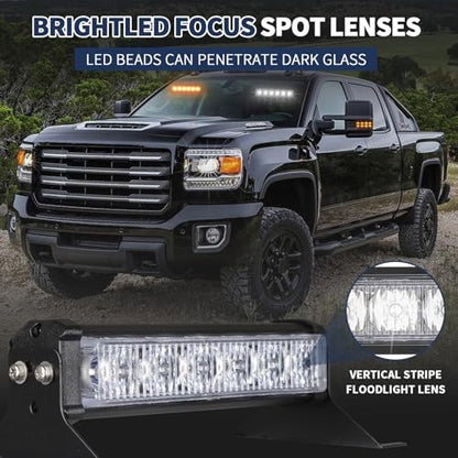4X 6.1 inch Emergency Strobe Traffic Advisor Light Bar,24 LED Waterproof Flashing Safety Dash Front/Rear/Side Windshield/Grille Lights for Construction Vehicles Tow/Plow Trucks(Amber/White) - color: Amber/White