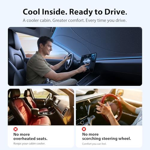 Upgraded Windshield Sun Shade for Tacoma, Pick-ups, Sedans & SUVs[Nano Ice-Crystal Cooling, 99.9% Sun Protection] Foldable Sunshade with Storage Bag, Car Accessories, S (59 x 29 in) - size: S | 59"L x 29"W