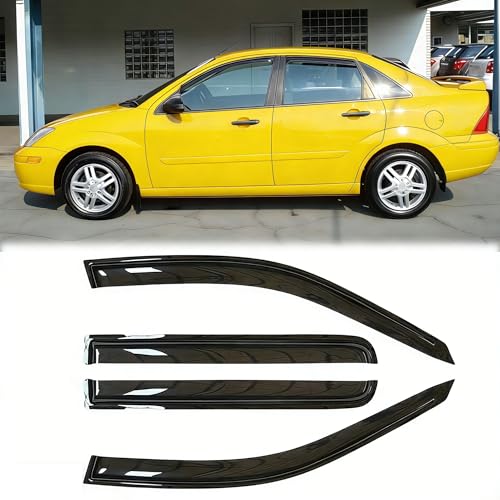 Rainproof Side Window Wind Deflectors for 2008-2011 Ford Focus Sedan | Tape-on Sun Rain Guards, Stylish Car Window Visors & Vent Deflectors Installation Tape Included 94968 - size: 2008-2011 Focus Sedan