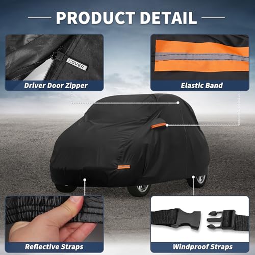 X AUTOHAUX Car Cover for Smart Fortwo 2007-2019 Aluminum Film Outdoor Waterproof Sun Rain Snow Hail Protection with Driver Door Zipper - size: for Smart Fortwo 2007-2019
