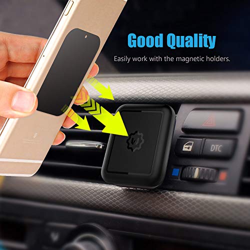 Mount Metal Plate with Adhesive for Magnetic Cradle-Less Mount by WixGear - X4 Pack 2 Rectangle and 2 Round (Compatible with Magnetic mounts) (Black) - color: Black