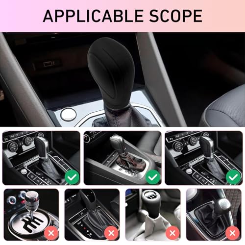 2 PCS Car Gear Shift Knob Cover, Anti-Slip Gear Stick Shifter Protector, Elastic Silicone Shift Protector Cover, Universal for Men, Women, Truck, SUV (Black) - color: Black