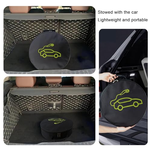 black 1pc jumper cable bag, car storage bag for charger, cable organizer, Includes EV charging cables for electric vehicles (Circle) - size: Circle